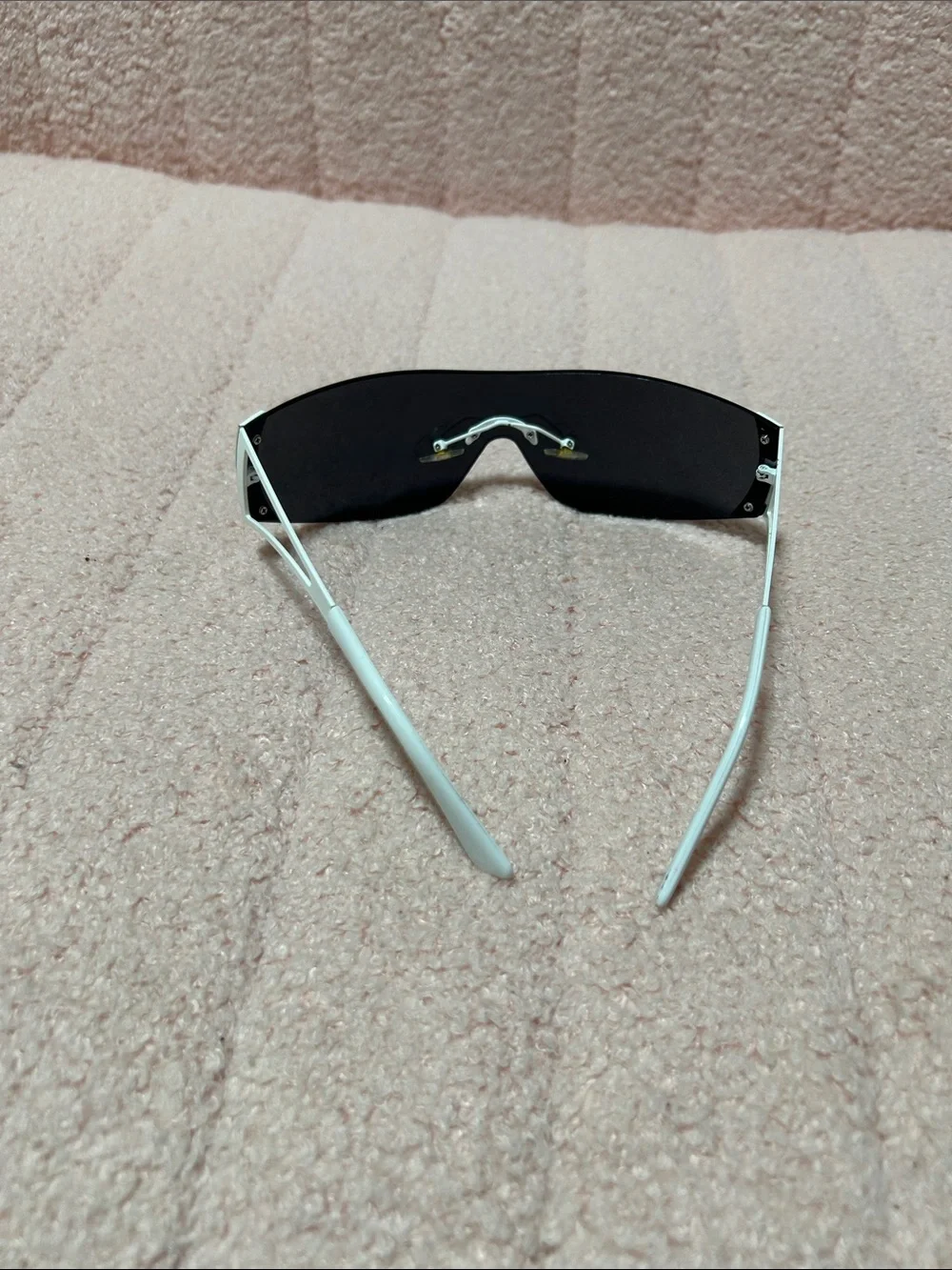 Women’s Shield Sunglasses with Black Lens and White Accents